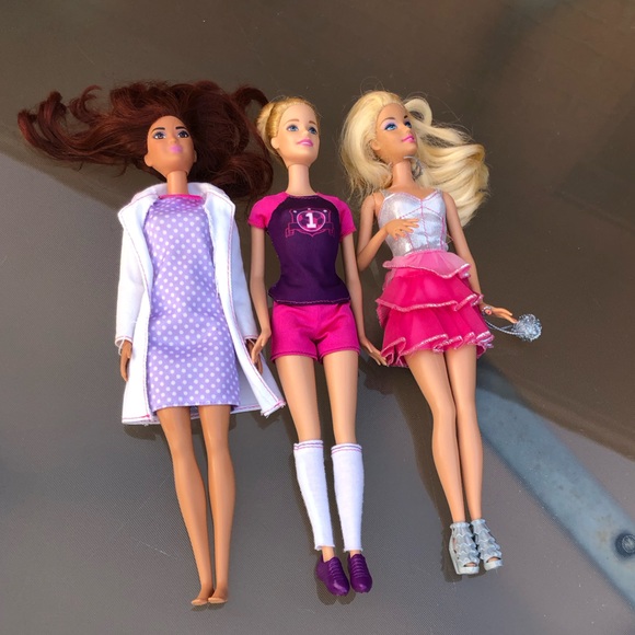 3 Barbies with clothing/shoes they are wearing - Picture 2 of 4